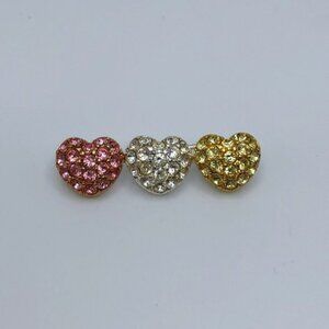 Vintage Monet Three Heart Rhinestone Valentine's Day Brooch Pin